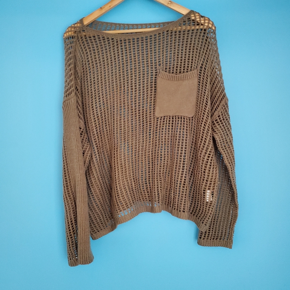 SHEIN Sweater Size 3XL Loose Knit Dark Beige